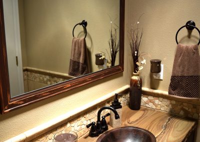 bathroom vanity, powder bath, self-rimming sink, countertops